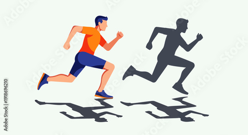 Dynamic Illustration of Running Athletes in Motion