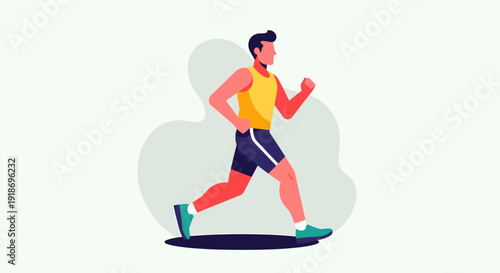 Active Man Running in Sportswear for Fitness and Exercise