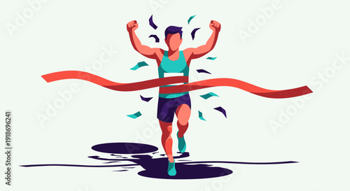 Athlete Crossing Finish Line Celebratory Moment