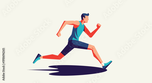 Dynamic Male Runner in Action Running on Track