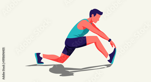 Young Man Doing Stretching Exercise on a Yoga Mat