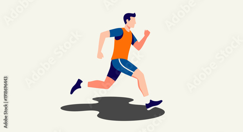 Young Man Running Jogging Fitness Exercise Illustration