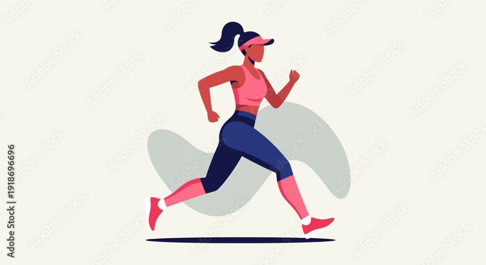 Fototapeta premium Active woman running outdoors, fitness and health concept