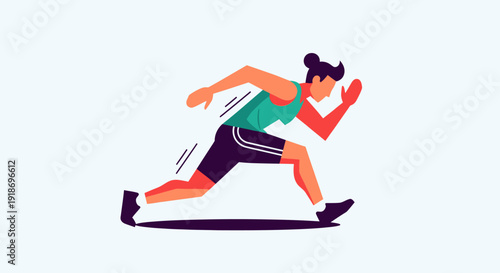 Dynamic Woman Running on Skateboard in Active Motion