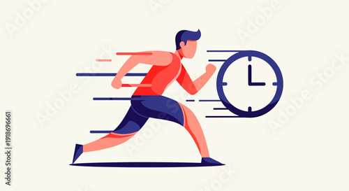 Person Running with Clock in Motion - Time Management and Speed