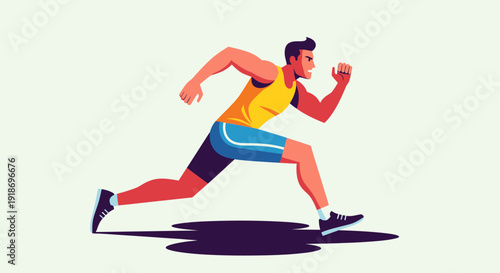 Dynamic Male Runner Sprinting on Light Background