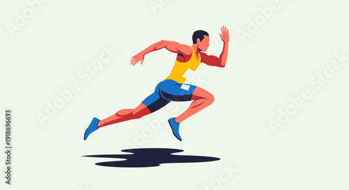 Dynamic Man Running Sprinting Action Illustration