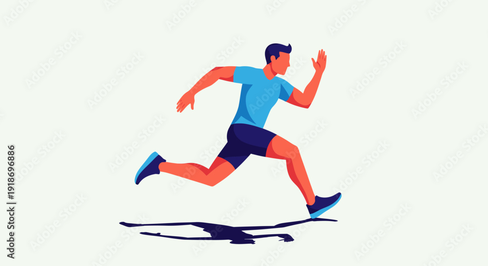 Obraz premium Energetic Man Running Outdoors in Athletic Gear