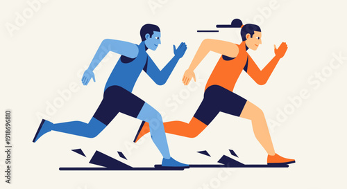 Dynamic Race Scene with Running Athletes in Action