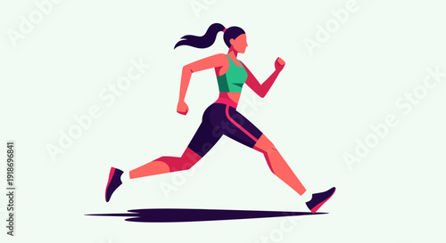 Dynamic Female Running Athlete in Motion for Fitness and Health