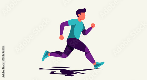 Active young man running outdoors, fitness and health concept