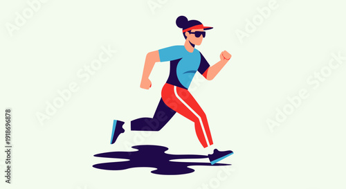 Active woman jogging outdoors in sportswear on sunny day