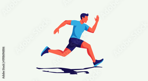 Energetic Man Running Outdoors in Athletic Gear