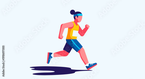 Active Woman Running Outdoors in Sportswear