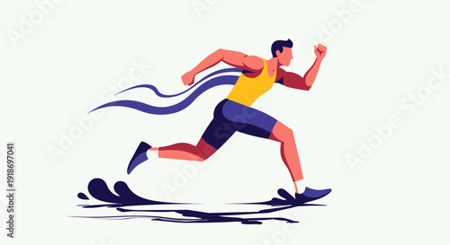 Dynamic Runner in Motion with Vibrant Flowing Elements