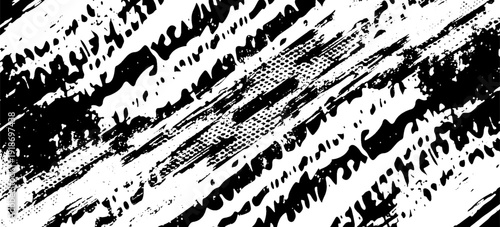 Auto tire tread grunge element. Car and motorcycle tire pattern, wheel tyre tread track. Black tyre print.