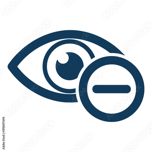 Blue eye icon with a prohibition sign in front of it icon