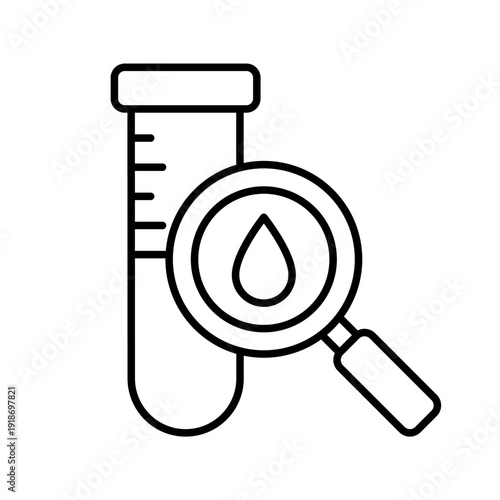 Blood test icon set. Medical check up icons. Laboratory or Medical test tube with blood sample. Blood test logo, label, banner, symbol, sign, badge, sticker, line, flat vector, isolated illustration.