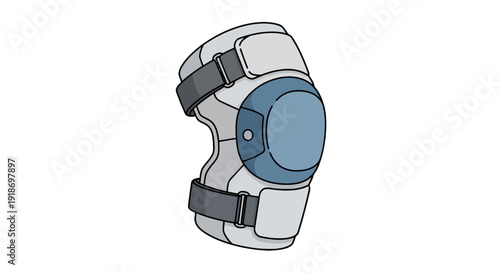Knee brace with straps and blue hinge illustrated from the side for injury support