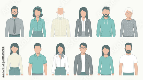 Set of diverse vector avatars of people representing different demographics