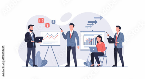 Business people analyzing data for strategic planning and financial growth.