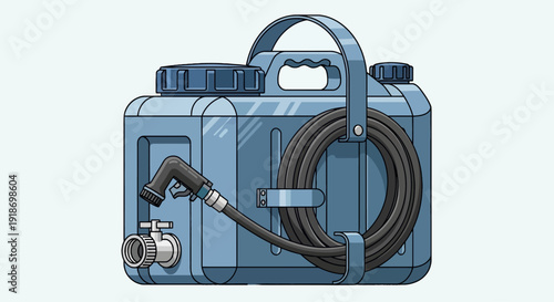 Portable Water Pump Illustration with Hose and Handle