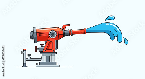 Fire hydrant illustration with water spraying from the nozzle in a vector graphic style