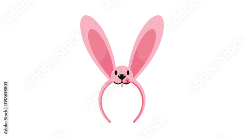 Cute pink rabbit ears headband with a small face and tongue out designed for fun costumes or festive celebrations.