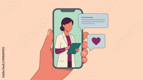 Digital health consultation: Doctor provides online medical advice via smartphone