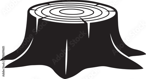 Tree stump cut with visible rings and cracks isolated on transparent background