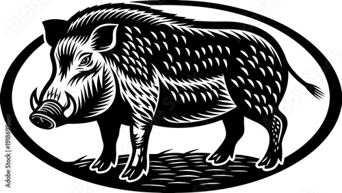 Wild Boar Vector Logo Strong Wildlife Animal Emblem Icon