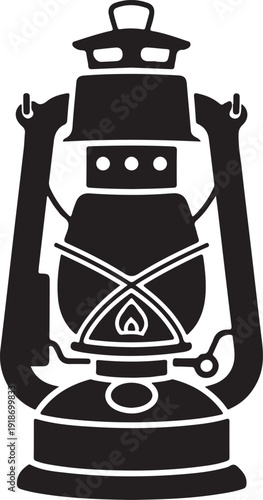 Vintage kerosene lamp with handle and wick isolated on transparent background