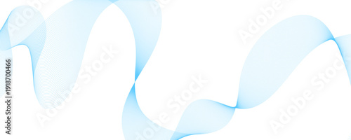 Abstract blue smooth waves on white background. Dynamic sound waves. Design elements. Vector abstract background with dynamic blue waves.