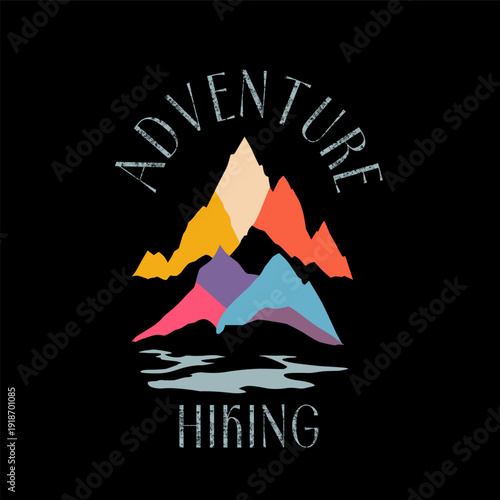 mountain graphic t-shirt design. Tee shirt and apparel print design. Typography graphics for vintage tee shirt. Vector illustration.