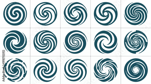 Abstract swirl and spiral circular graphic design elements collection