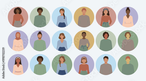 Diverse group of people portraits, community and inclusivity concept