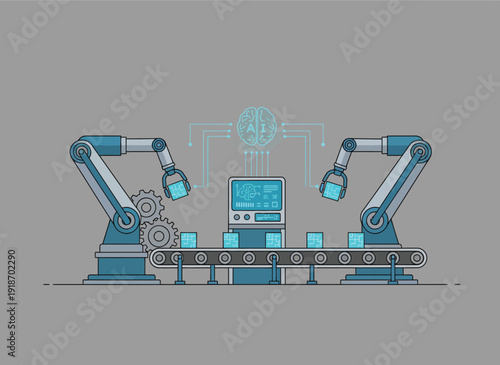 Automated robotic arms working on a production line with advanced technology.