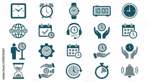 Time and Schedule Icons Set for Business and Planning