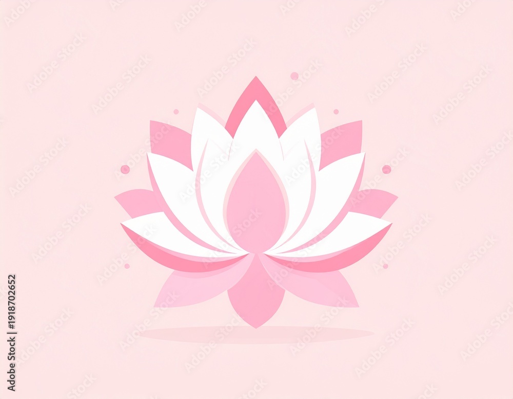 Obraz premium Minimalist pink and white lotus flower illustration on soft background.