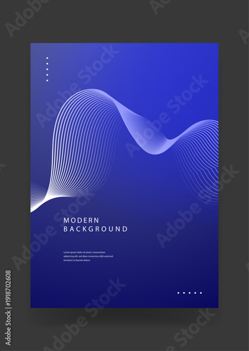 Elegant modern background with thin wavy lines and dark blue gradient mesh for tech design