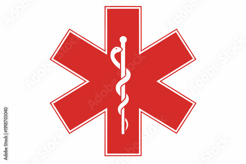 Star of life emblem with a caduceus symbol in the center
