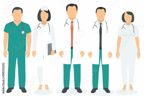 Diverse group of healthcare professionals standing in a row