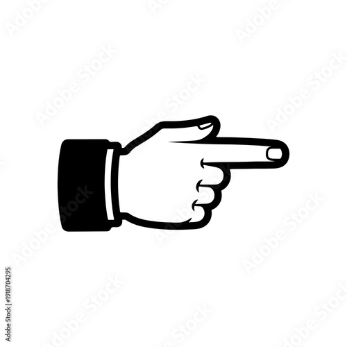 A hand pointing to the right with index finger extended