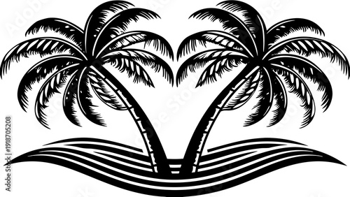 Tropical Palm Tree Vector Minimal Summer Travel Icon