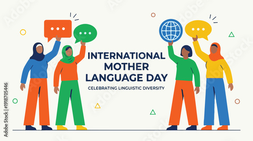 Diverse women celebrating International Mother Language Day and linguistic diversity