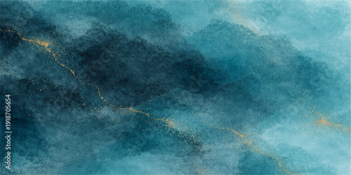 Abstract blue sky background with clouds and texture features a dark moody nature design blending soft light with grunge smoke and water tones for a vintage weather backdrop