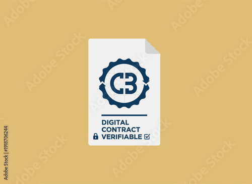 Digital contract document with a verifiable seal of approval.