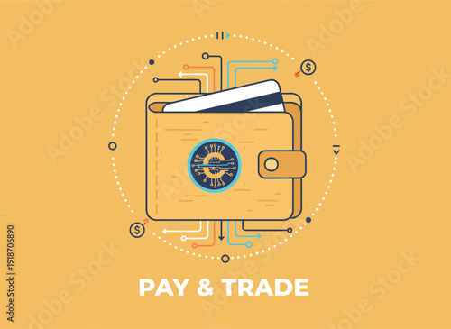 Digital wallet with credit card, representing online payment and financial transactions.