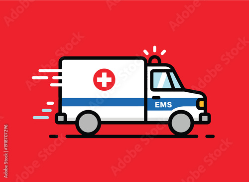 Emergency medical services ambulance vehicle rushing to save lives with urgency.