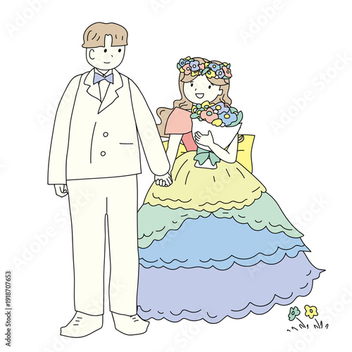 虹色ウェディングドレス挿絵